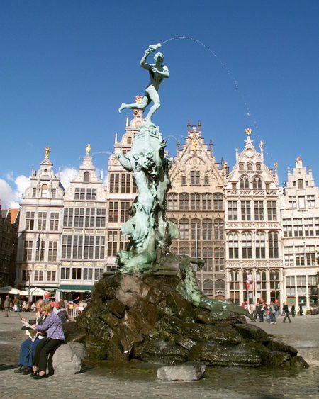 The Bravo Fountain at the Grote Markt in Antwerp in Belgium