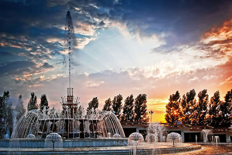 Almaty sights - fountain in the Park of the First President