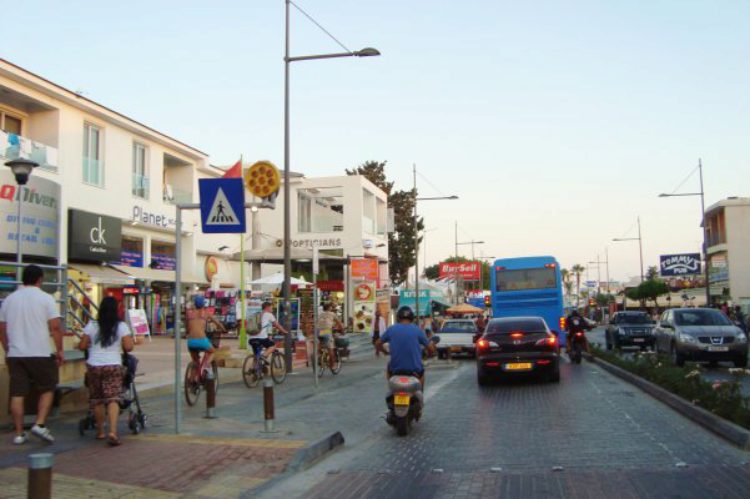 Ayia Napa City Street in Cyprus
