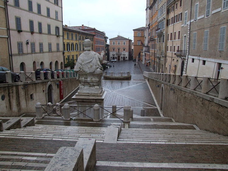 Staircase of Piazza del Plebiscito in Ancona, ItalyView from above