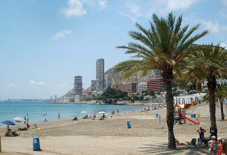 Beach with playground in Alicante in Spain