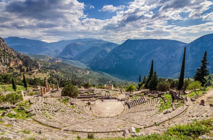 The ancient Greek city of Delphi in Greece